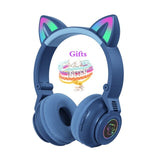 Cute Cat Wireless Headphones With Mic, Pink Girls LED Phone Gamer Bluetooth Headsets Kids Gaming Music Children's Earphones Gift
