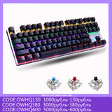Metoo  Edition Mechanical Keyboard 87 keys Blue Switch Gaming Keyboards for Tablet Desktop  Russian sticker